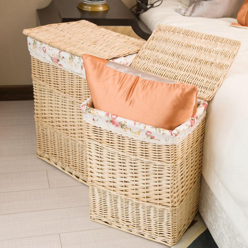 Storage Basket Dirty Clothes Large Storage Box Wicker Mesh Toy Clothes Organizer Basket Laundry Hamper With Lid Home Decoration