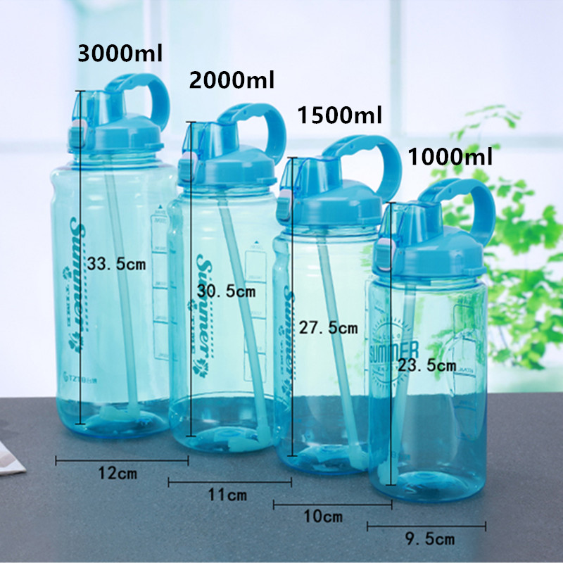 3000ml/2000ml/1000ml Portable Water Bottles With Straw Outdoor Sport Fitness Camping Picnic Cycling Sports Shaker Drink Bottles