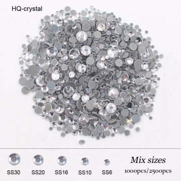 2500pcs Mix Size Rhinestones Shiny Crystals Strass Glue Back Stones And Crystals Fabric Crafts Hotfix Rhinestones For Clothes