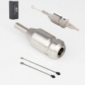 EZ TAT2 1 Inch EZ Stainless Steel Cartridge Tattoo Grip for Cartridge Needles and Coil& Rotary Machine with 2 Needle Driver Bars