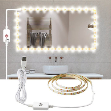 USB Touch Switch Stepless Dimming Cabinet LED Light Strip Fashion Warm White Closet LED Strip Adjustable 0.5m/1m/2m/3m/4m/5m