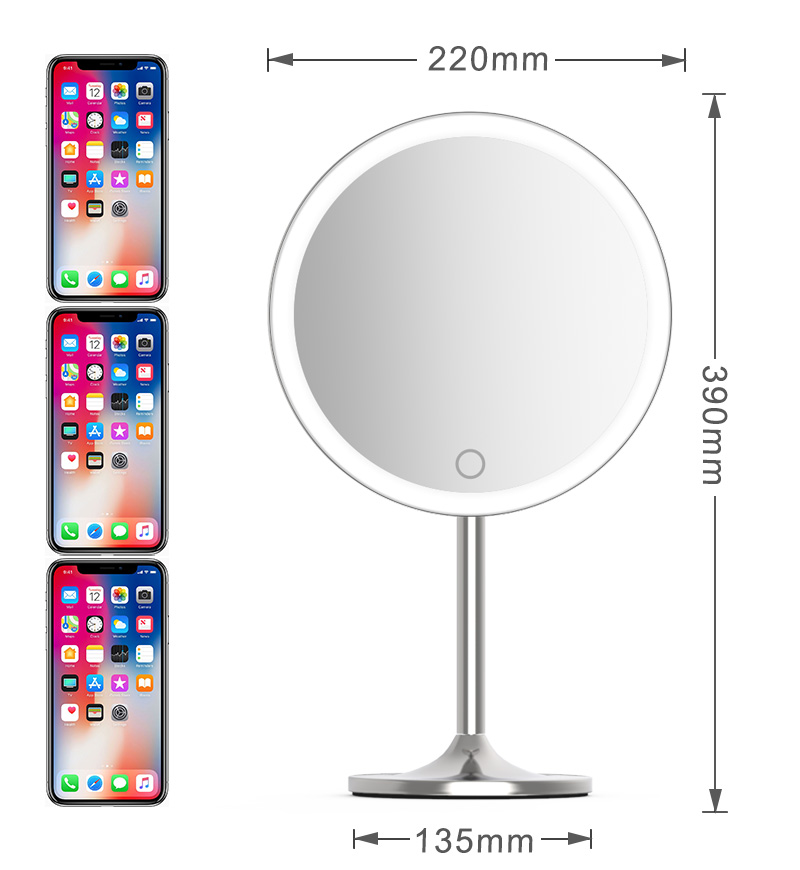 8.5 inch HD Mirrors LED Touch Screen Light Makeup Mirror with 5X Magnifying Smart Sensor Desktop Vanity Mirror For Beauty Makeu