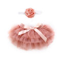 2019 Brand New Infant Baby Girl Skirt Headband 2PCS Layer Ballet Dance Solid Lace Bowknot Tulle Chiffon Skirt Photo Props 0-24M