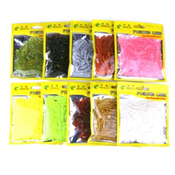 50pc soft bait Worm Grubs T Tail Wobblers Fishing Lure 5.2cm 0.6g Aritificial Silicone salt Smell Bass Pike Fishing Jigging Bait