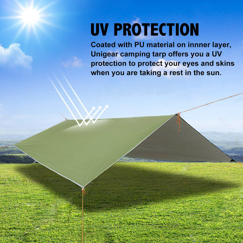 3mx3m Hammock Rain Fly Tent Tarp Waterproof Camping Awning UV Protection Sun Shelter Lightweight Canopy Shelter