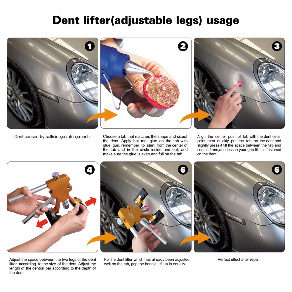 PDR Car Repair Dent Puller Set Removal Tool Kit Dent Puller Slide Hammer Rubber Tool Bag Glue Tabs for Any Car Dent Repair
