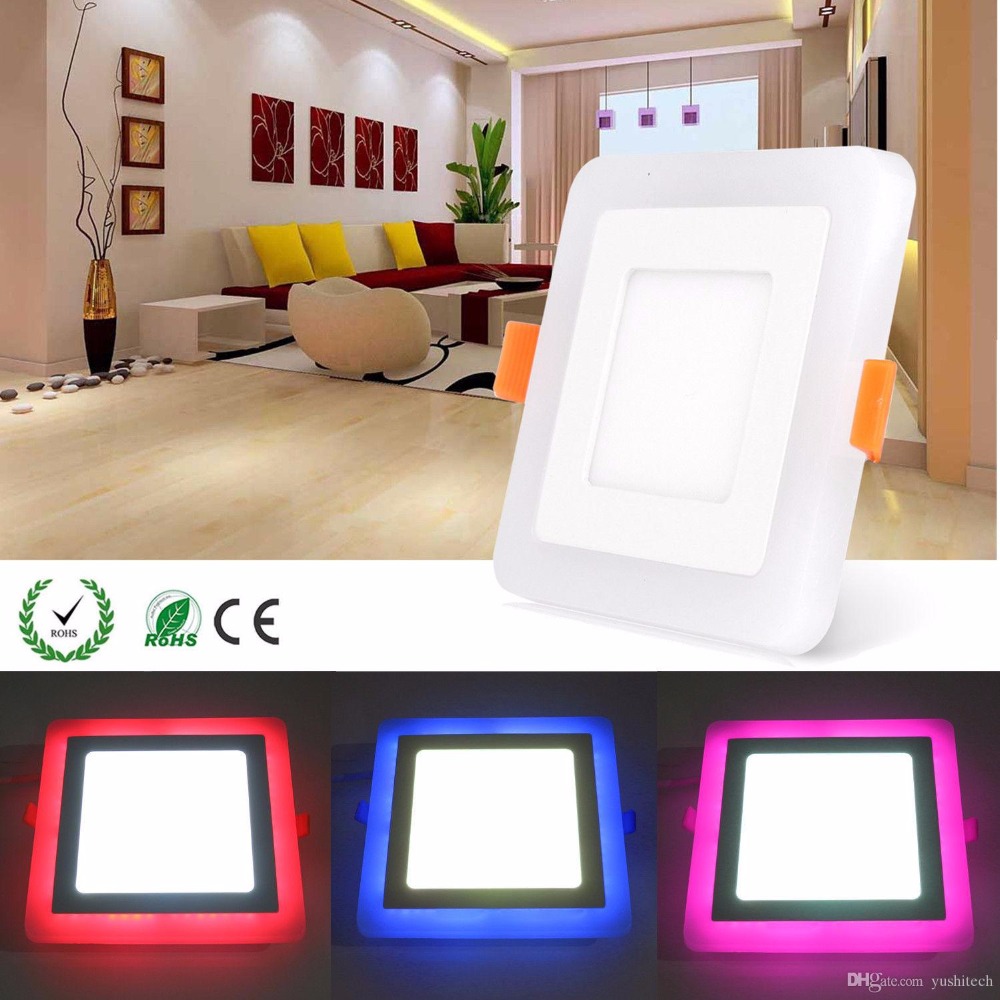 6W 9W 18W RGBW Dual Color LED Ceiling Recessed Square Panel Downlight Spot Light Lamp For Home Office Club 100lumen/w