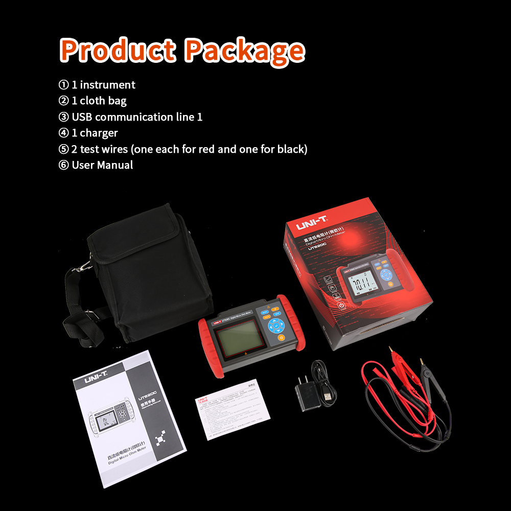 Digital DC Low Resistance Meter Equipotential test Micro ohmmeter Ohmmeter connectors, contact resistances of relays UT620C