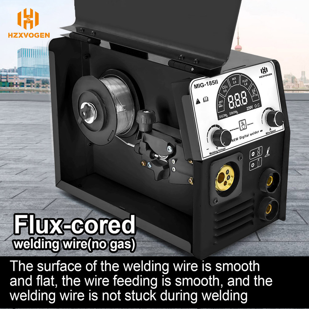 HZXVOGEN MIG185-II Mig Weldr MIG TIG ARC/MMA 3 In 1 CO2 MIX Flux Gas Or Gasless Multi Function Welding Machine Household Tools