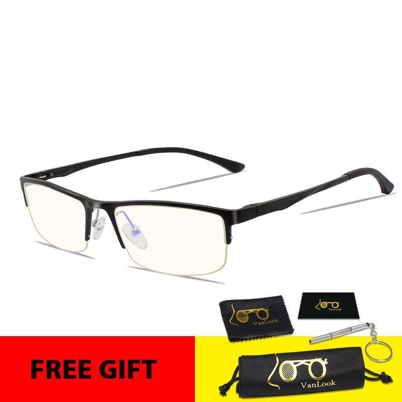 Men's Computer Glasses Transparent Spectacles Magnesium Aluminum Alloy Fashion Eyeglasses With Yellowish Lenses Anti Blue ray