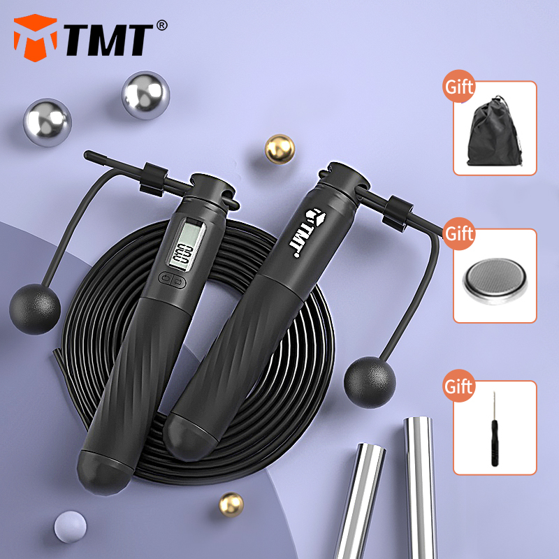 TMT Electronic Wireless Skipping Rope Speed Jump Ropes Crossfit Anti-Slip Handle for Workout Boxing Training Adjustable Wire 3m