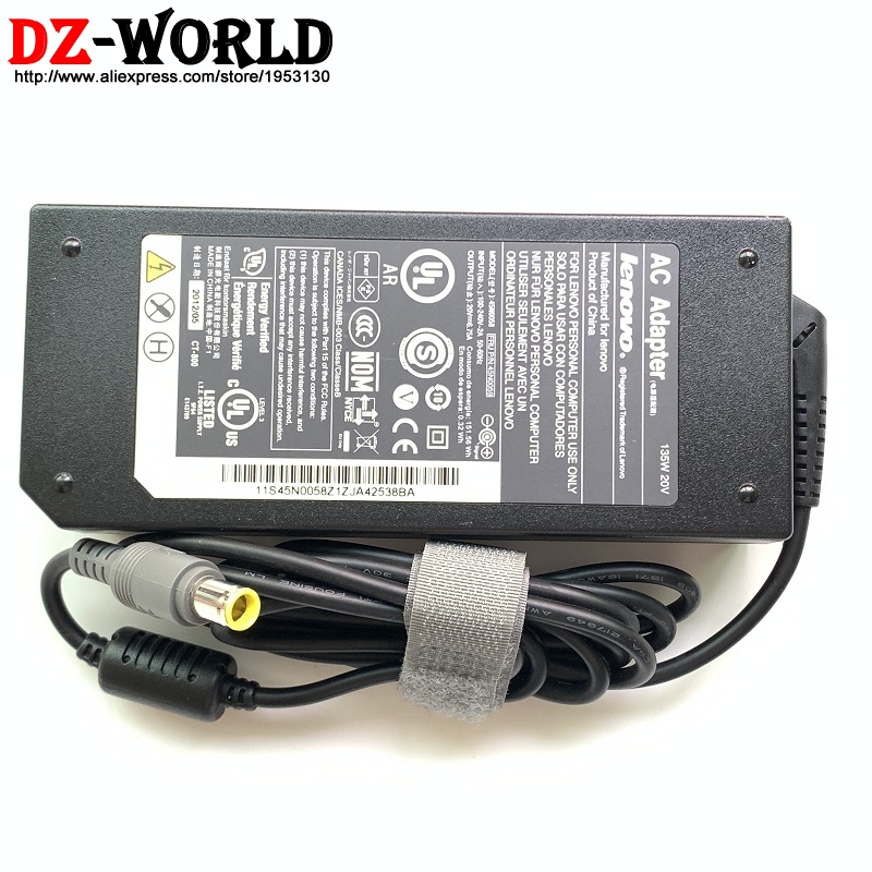 20V 6.75A 135W Original AC Adapter Charger Laptop Power Supply for Lenovo ThinkPad T520 T520i T530 W520 W530 2P 45N0058 45N0055