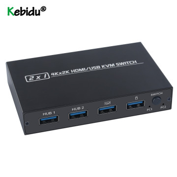 Kebidu 4K Ultra HD Metal Case 4 Input 1 Output KVM Switch HDMI-compatible 2.0 Screen Switcher Shared Keyboard and Mouse