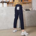 ONLY2020 black technology special three-proof fabric patch straight-leg jeans women | 120349086