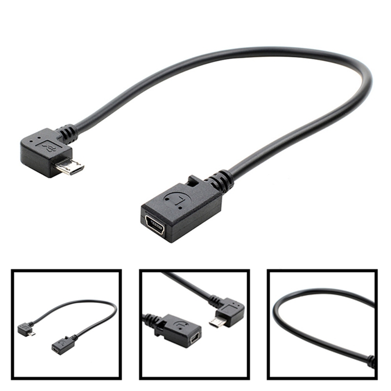 Micro USB Male To Mini USB Female Adapter Converter Data Cable 90 Degree Converter Data Cable Line