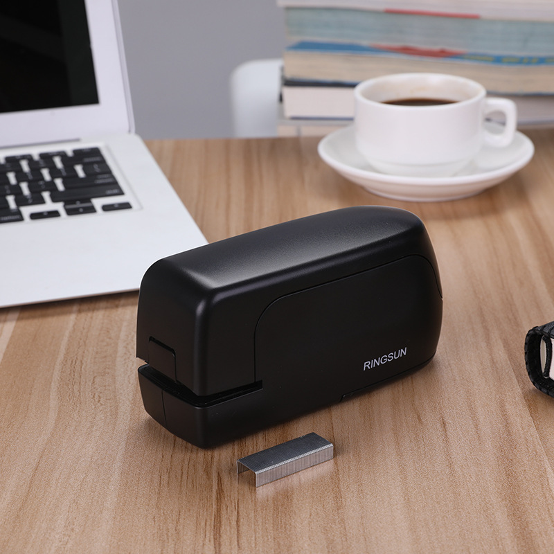 RS Staple Free Automatic Desktop 26/6 Black Electric School Office home Stapler Book Sewer Safe School Office Stationery Supply