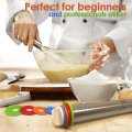 17 inch Rollers Stainless Steel Rolling Pins with Rings Non Stick Fiberglass Baking Mats Sheet Dough Pastry Cakes Bakewar Tools