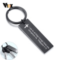 Vnox Black Stainless Steel Personalize Engrave Bar Key Chain Custom Father Husband Boyfriend Gifts for Him