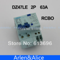 DZ47LE 2P 63A 230V~ 50HZ/60HZ Residual current Circuit breaker with over current and Leakage protection RCBO