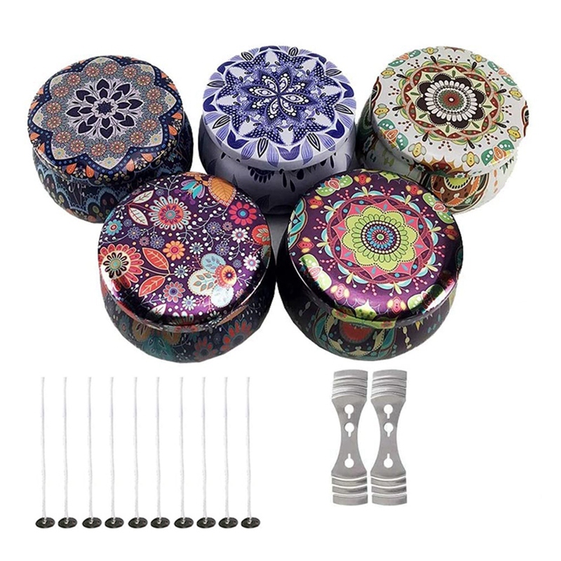 Hot YO-DIY Candle Tin Jar,Candle Making Kit Containers Reusable European Style Candle Holder Storage Case for Homemade Tealight