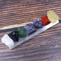 Runyangshi 7pc / set natural crystal seven chakras Large unpolished raw stone Healthy energy cure quartz + Gypsum rod base