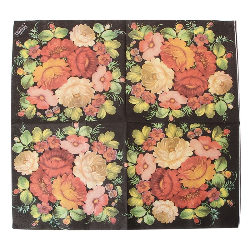 New High-grade Vintage Black Flower Paper Napkins Cafe&Party Tissue Napkins