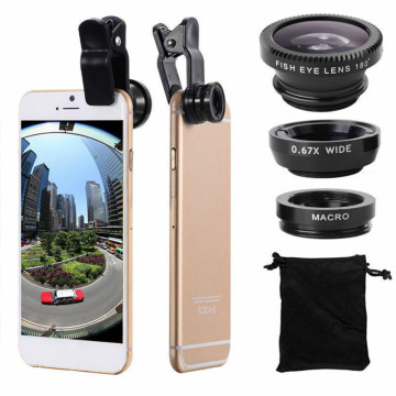 Fisheye Lenses Mobile Phone Lens Wide Angle Fish Eye Macro Zoom Camera Lens Kits With Clip For iPhone Samsung LG Xiaomi Oneplus