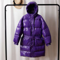 2021 Winter Down Parka Candy Color Women's Down Jacket Purple Pink 90% White Duck Down Coat Women Hooded Warm Outwear Sashes