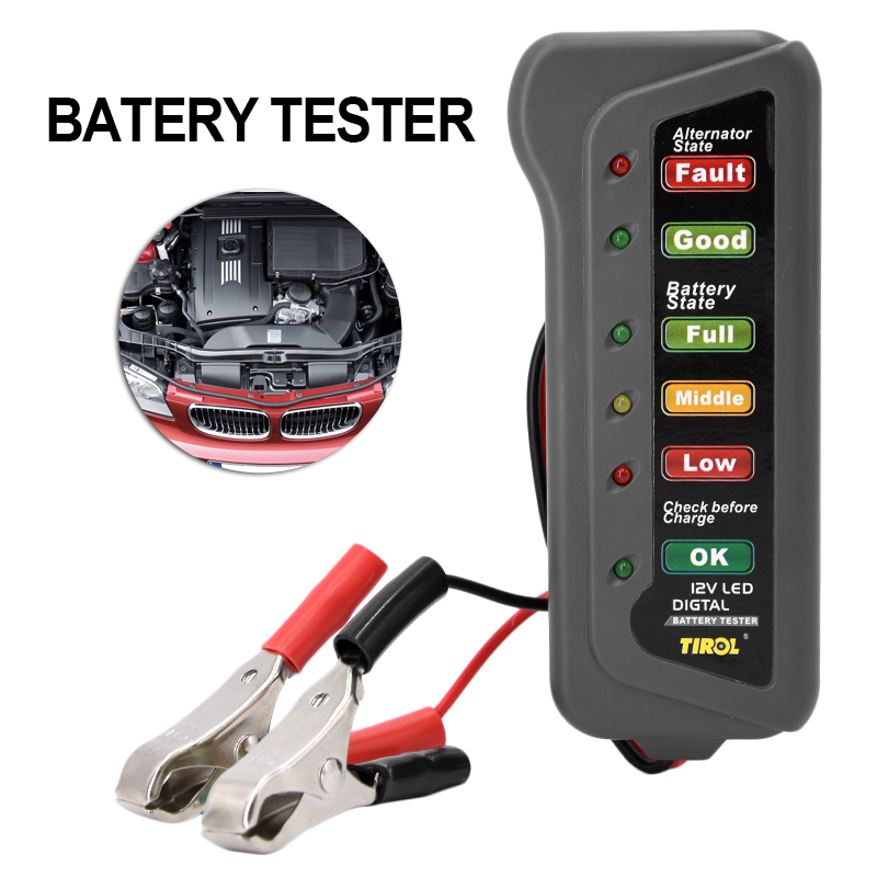 12V LED Digital Battery Alternator Tester Battery Tester Battery Level Monitor For CarFor Motorcycle Trucks