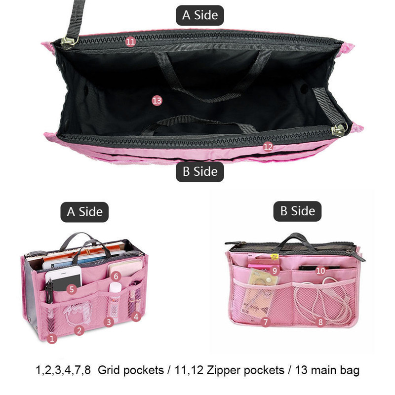 2020 New Hot Fashion Women Foldable Organizer Handbag Travel Bag Large Capacity Insert Liner Purse Organiser Pouch Lady Bag
