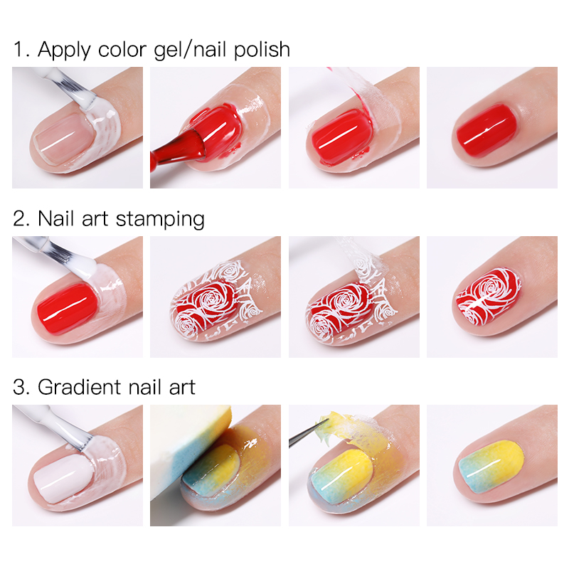 LILYCUTE 7ml Anti-freezing Peel Off Nail Art Latex Liquid With Tweezers Cuticle Nail Skin Protector Nail Polish Nail Art Latex