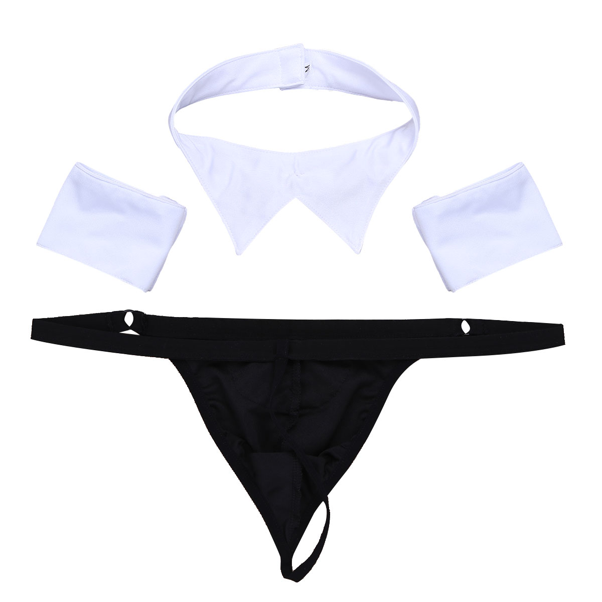 Sexy Mens Waiter Lingerie Suit Man Erotic Cosplay Costume Gay Tuxedo G-string Thong Underwear & Bow Tie Collar Bracelets