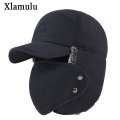 Xlamulu Winter Bomber Hats For Men Fur Warm Thick Balaclava Winter Hats Bomber Earflap Skull Mask Outdoor Sport Male Bomber Hat