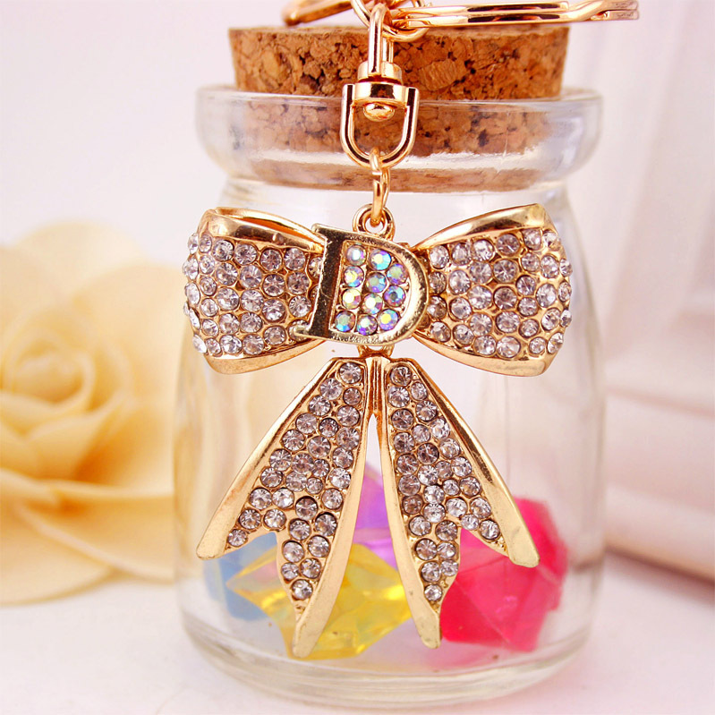 Fashion Crystal Element Bow Car Key Chain Women's Bag Accessories Key Chain Metal Pendant Small Gift Gifts