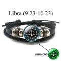 Wholesale Luminous Bracelet 12 Zodiac Leo Libra Sagittarius Capricorn Aquarius Braided Leather Bracelet Glowing Jewelry