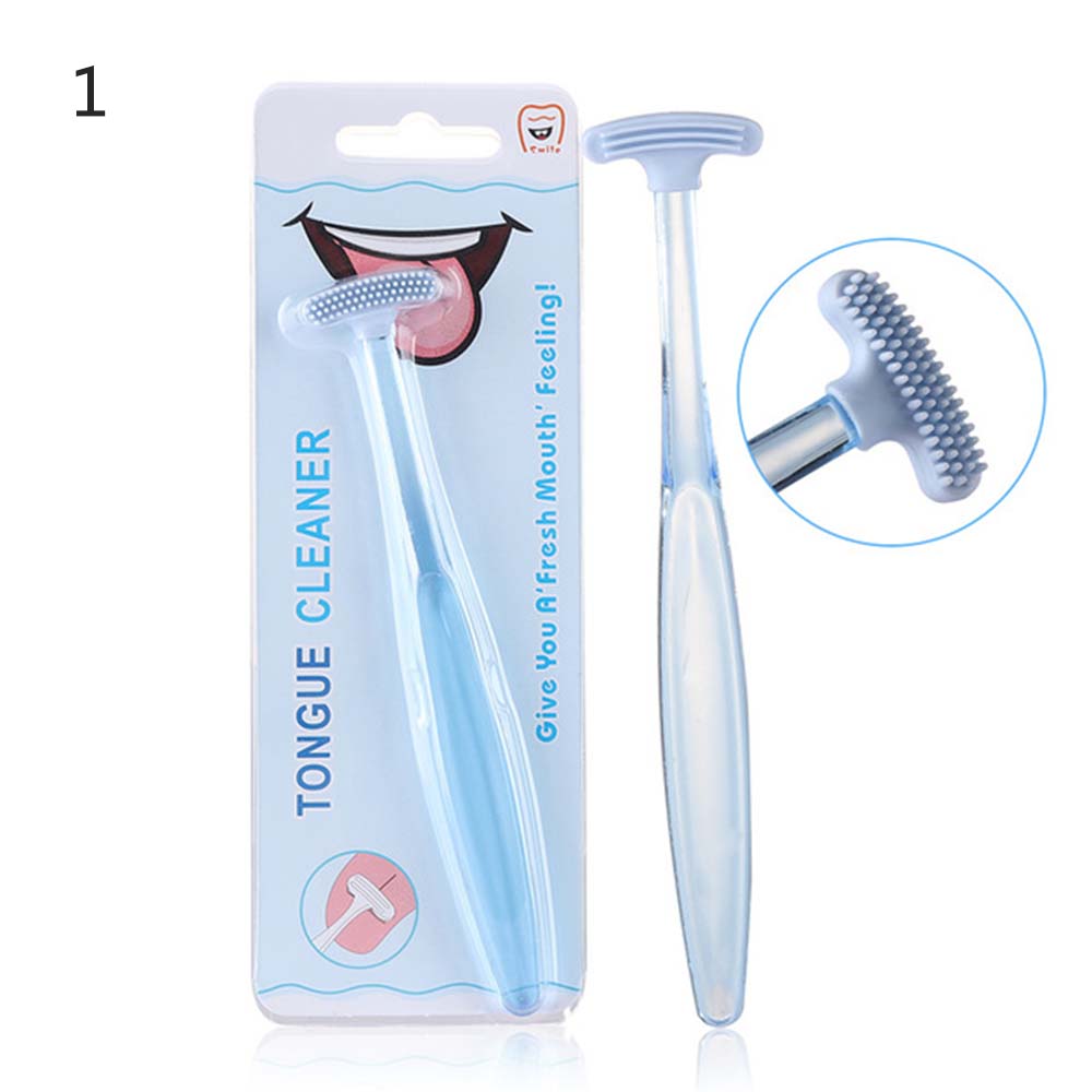 1pc Tongue Scraper Stainless Steel Oral Tongue Cleaner Mouth Brush Reusable Fresh Breath Maker Soft Silicone Tongue Brush