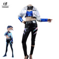 ROLECOS LOL KDA Akali Cosplay Costume LOL ALL OUT Akali Cosplay Uniform Women Sexy Costume Coat Leather Pants Halloween Outfit