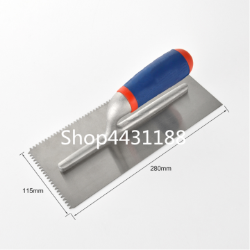 280*115mm Single-side Tooth(5*4mm) Carbon steel Blade Plastic Handle Plaster Trowel Construction Concrete Spatula Tool