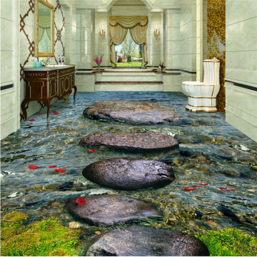 Beibehang Custom 3d wallpaper floor stone creek river water bath 3D floor tile ceramic tile self adhesive 3d wallpaper flooring