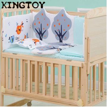 Newborn Bedclothes Baby Bedding Set Cartoon Crib Bed Sheet Cotton Infant Room Bedclothes Include Pillow Bumpers Bed Mattress