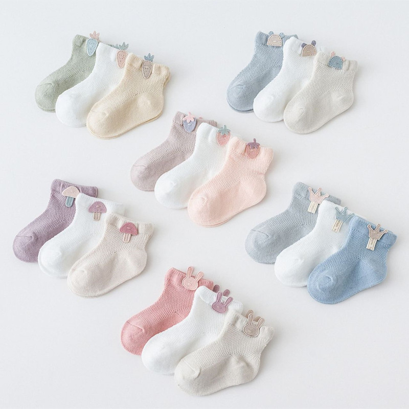 3 Pairs/lot Baby Socks Mesh Socks Thin Cotton Models Boys Girls Socks Boneless Suture Newborn Socks Accessories Children Socks