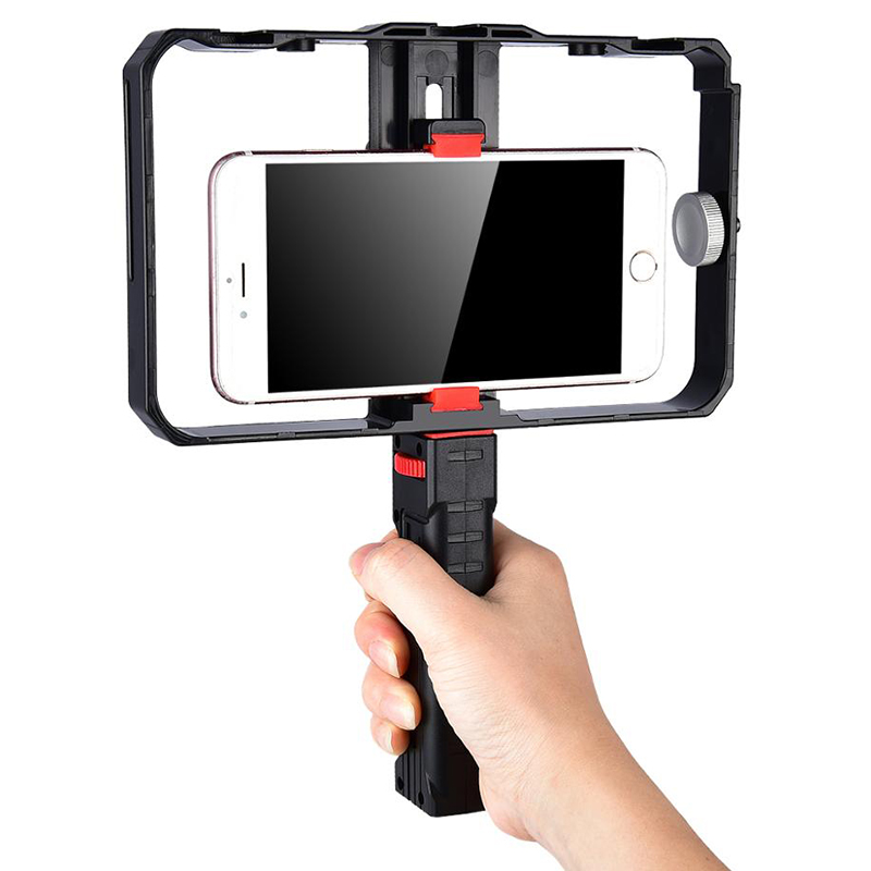 YELANGU Pro Smartphone Video Rig Filmmaking Case Phone Video Stabilizer Grip Mount for IPhone Xs Max XR X 8 Plus Samsung Huawei