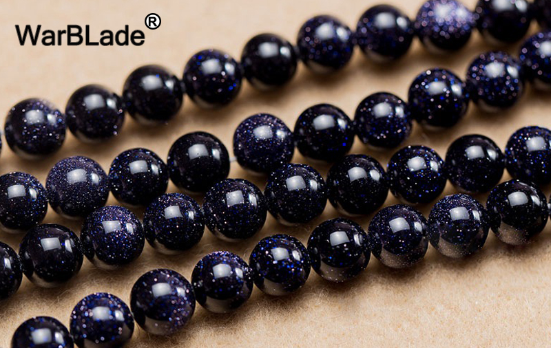 WarBLade 7A Natural Blue Sand Stone Beads Blue Sandstone Round Loose Beads 4mm 6mm 8mm 10mm 12mm For DIY Bracelet Jewelry Making