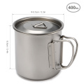 Ultralight Titanium Cup Outdoor Portable Mug Camping Picnic Water Cup with Foldable Handle 300ml / 400ml / 450ml / 750ml