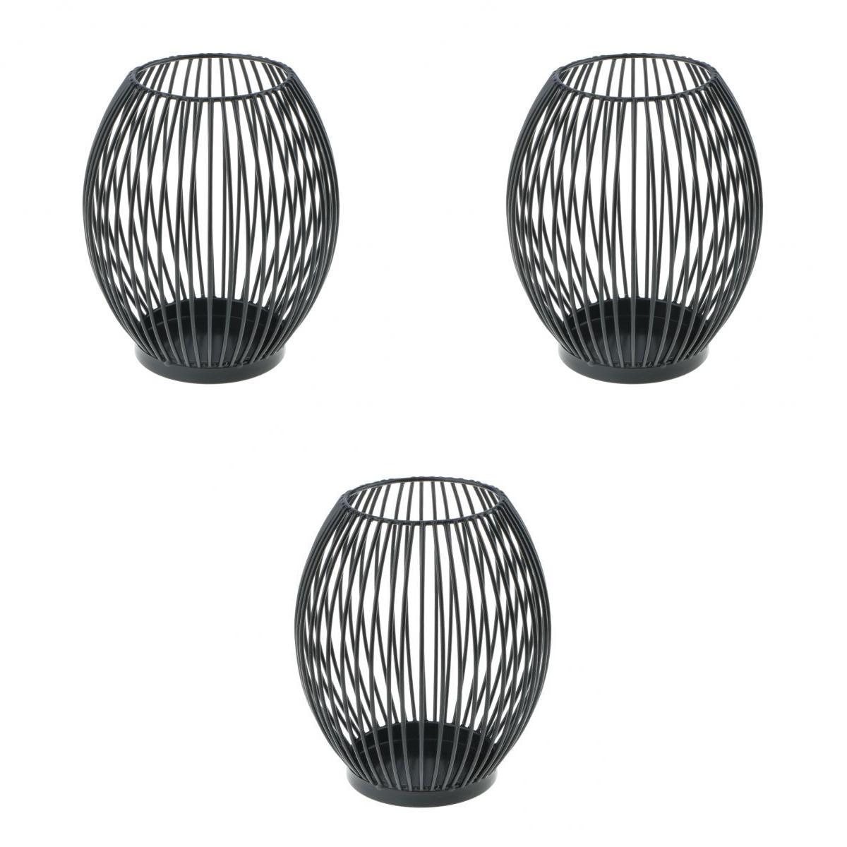 3Pcs Metal Lantern Candle Holder Decorative Lantern Home Decor Indoor Metal Lantern Black Table Top LED Candle Case