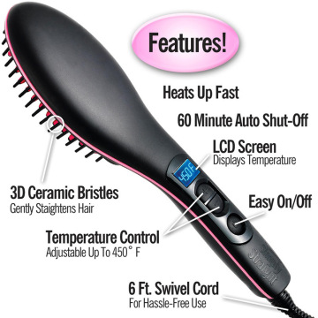 Electric Hair Straightener Brush Hair Straightening Comb LCD Styling Ionic Hair Brush Hot Irons Comb Hairbrush Heating Comb