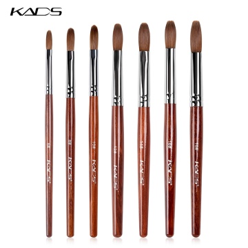 KADS Acrylic Nail Brush Crimped Kolinsky Sable UV Nail Art Gel Brush Gel Builder Manicure Brush Flat Round Red Wood Nail Brush