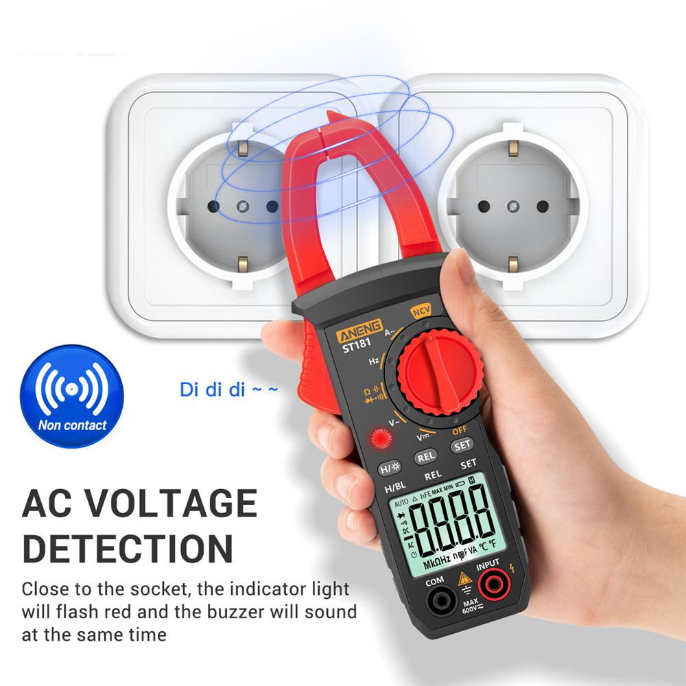 Digital Clamp Meter DC/AC Current 4000 Counts Multimeter Ammeter Voltage Tester Car Amp Hz Capacitance NCV Ohm Test ST181