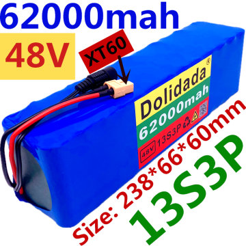 48v lithium ion battery 48v 62Ah 1000w 13S3P Lithium ion Battery Pack For 54.6v E-bike Electric bicycle Scooter with BMS