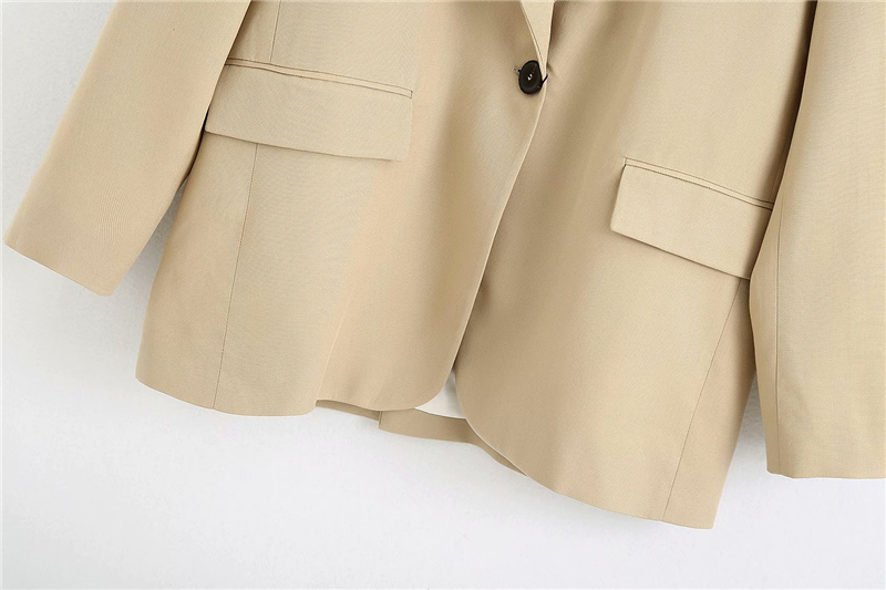 Elegant women solid blazer 2020 summer office ladies v-neck beige jackets casual female pocket suits girls chic sets